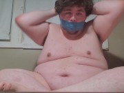 Preview 2 of Fat male tapes face fully cums with toys in ass