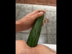 Quick fuck my ass with big cucumber