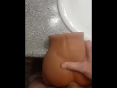 Fucking my toy on the bathroom sink