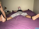 Masked amateur Foxy Sox tickled all over skinny body