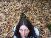 Preview 2 of Passionate blowjob in outdoor woods.✈️