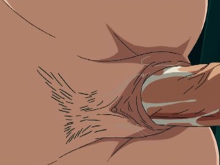 Girl Masturbates and Swallows Neighbor's Cock with her Hairy Pussy