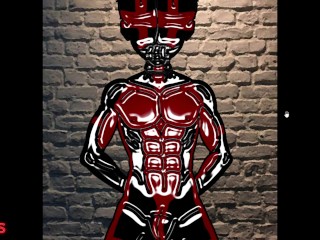 Cumshot in Latex Dungeon