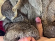Preview 1 of Fur Fetish Couple - Alessia is wearing a Double Furcoat, Handjob, Doggysex & Cumshot on Fur