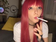 Preview 2 of Redhead alt girl smoking for you (full vid on my 0nlyfans/ManyVids)