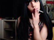 Preview 3 of Cute Goth Girl Smoking in your house (full vid on my 0nlyfans/ManyVids)