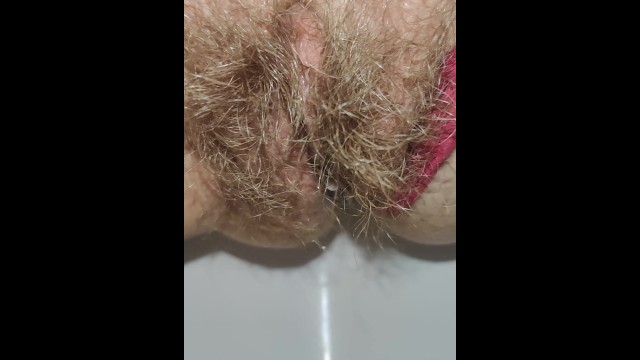 Schoolgirl with Small Ass but Big Hairy Pussy Pissing for you ...