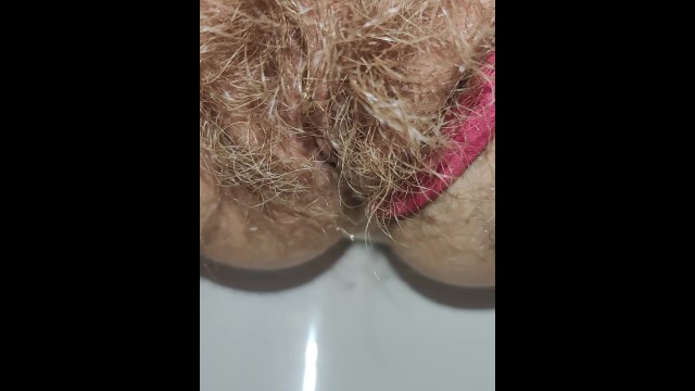 Schoolgirl with Small Ass but Big Hairy Pussy Pissing for you ...