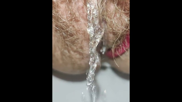 Schoolgirl with Small Ass but Big Hairy Pussy Pissing for you ...