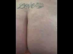 Chubby white milf rides dildo anal