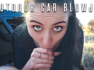 Screen Capture of Video Titled: Outdoor Car Blowjob / Cum Swallow