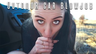 Outdoor Car Blowjob Cum Swallow