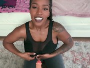 Preview 6 of JOI Sweaty Ebony Caught You Watching in the Gym