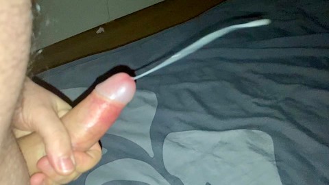 Spitting on my Hard Uncut Cock and Jerking off Twice