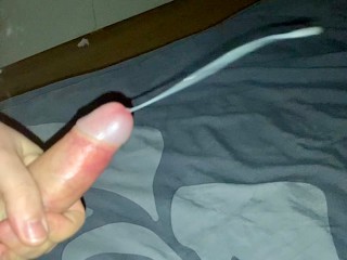 Spitting on my Hard Uncut Cock and Jerking off twice