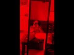 matrubate in front of a mirror