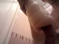 Bathroom jerk off with Flashlight toy #1