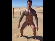 Preview 1 of Nude Workout In The Desert, Muscle Wordship BoyGym