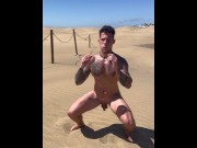 Preview 3 of Nude Workout In The Desert, Muscle Wordship BoyGym