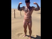 Preview 4 of Nude Workout In The Desert, Muscle Wordship BoyGym