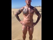 Preview 5 of Nude Workout In The Desert, Muscle Wordship BoyGym