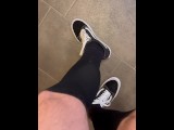 German soccer player showing off all black soccer socks