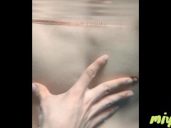 Slut girl nipple play with handsome male and make boner in pool. Hentai nipple masturbation