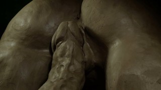 Hüpfender Arsch pumpt Sperma aus einem Monsterschwanz – PORNO-ANIMATION VON DRIPPINGCLAY