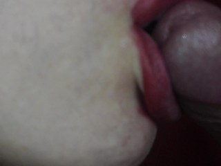 The best BLOWJOB with RED LIPSTICK and he cum on my BIG BOOBS!! / CUM ON TITS / HANDJOB