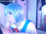 Preview 6 of Rei Ayanami first time, fucks rough with her big oiled ass, makes step dad cum loads over cute face
