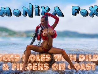 Monika Fox Fucks Her Holes With A Big Dildo & Fingers Prolapse On Coast