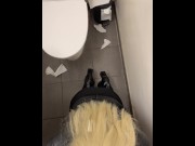 Preview 5 of Blonde girl fucked loud in public bathroom