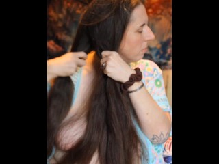 Big Tittied MILF Brushes Long Hair AND more