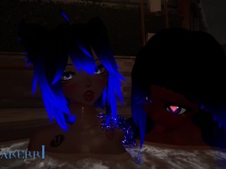 Petite Catgirl Joins Friend in some Hot Tub Fun.