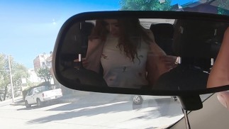 POV Girl gives a blowjob to the Uber driver in public.