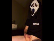 Preview 2 of Ghostface cums hard solo masterbation (Moaning and edging)