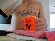 Preview 1 of ROUTINE OF A NUDIST WAKE UP, WITH CUM