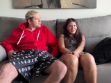 Step Sister Was Caught Masturbating by Step Brother and They Handjob Each Other On The Couch! Orgasm