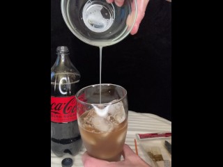 Cum & Coke - 2 - my Wife Told me to make a Cum Drink, I Paint With, Play and Drink my Jizz