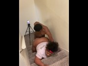 Preview 2 of He nutted all over my fat pussy on the stairs