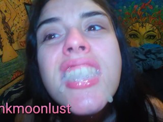 "thank you for putting all this cum in my mouth, Daddy!" Spit play spitting like it's your cum slut Video