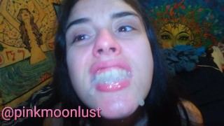 "thank you for putting all this cum in my mouth, Daddy!" Spit play spitting like it's your cum slut