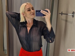 Try on Haul Transparent Clothes, Completely See-Through. at the Mall. see on me in the Fitting Room