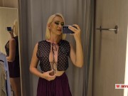 Preview 3 of Completely See Through Clothes. Try On Haul Transparent Clothes, At The Mall. Public fetish