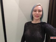 Preview 6 of Masturbation in a fitting room in a mall. I Try on haul transparent clothes in fitting room and mast