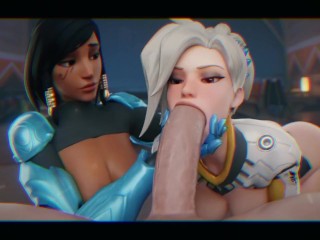 Overwatch Girl on Double Blowjob!