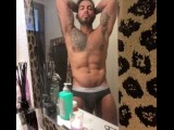 Flexing muscles in the bathroom and masturbating  - VIKTOR ROM -