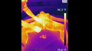 Thermal Camera wax play with Multiple Orgasms from Nipple Play and Fingering