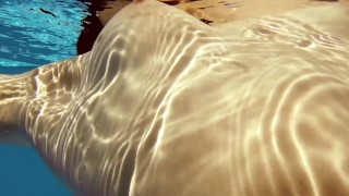 Fernanda Releve pink swimsuit gymnast in the pool