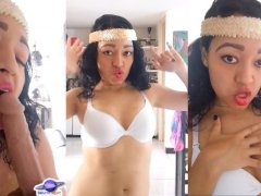 Saturno Squirt exotic dancer with erotic lingerie masturbates her shaved